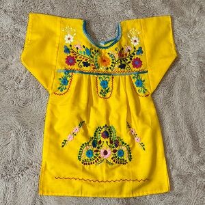Handmade hand embroidered Vibrant Yellow dress size 1yr